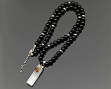 Load image into Gallery viewer, ElisaJewelryArt - Natural Raw Selenite With Citrine Crystal Beaded Necklace Genuine Black Onyx Gemstone Creativity Stone Clasp Closure Necklace Unisex Necklace (22, Citrine)
