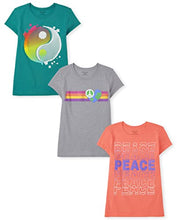 Load image into Gallery viewer, The Children's Place Girls Short Sleeve Graphic T-Shirt 3-Pack, Peace/Earth/Yinyang, Small
