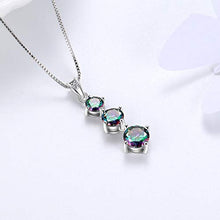 Load image into Gallery viewer, Aurora Tears Mystic Topaz Rainbow Necklace Women 925 Sterling Silver Three Stone Crystal Pendant Girls Gift Wedding/Anniversary Present DP0178M
