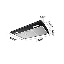 Load image into Gallery viewer, Under Cabinet Range Hood 30 inch with Anti-fingerprint Design, Black Slim Vent Hood with 3 Speed Exhaust Fan, Ducted and Ductless Convertible, CIARRA CAB75918B
