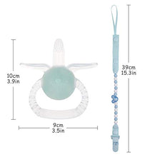 Load image into Gallery viewer, Eco inspired Baby Teething Toys Silicone Baby Rattle Handbell Teether with Pacifier Clip, Massage Gums &amp; Soothes Pain,BPA Free (3 Month+, Blue)
