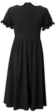 Load image into Gallery viewer, Kilottor Girls' Peter Pan Collar Casual Flounce Sleeve Fit and Flare Party Dress 9 Years 10Years KC109 (Black, 9-10Y)
