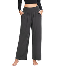 Load image into Gallery viewer, ASIMOON Yoga Pants for Women with Pockets Comfy Wide Leg Sweatpants Soft High Waist Womens Lounge Running Pajama Pants Dark Grey
