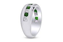 Load image into Gallery viewer, AFFY Simulated Green Emerald &amp; White Cubic Zirconia Wedding Band Men in925 Sterling Silver Ring Size- 12

