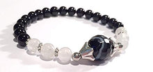 Load image into Gallery viewer, Handmade Banded Black Onyx, Moonstone, Black Tourmaline and Healing Bracelet 7 Inches
