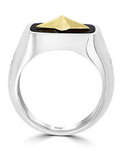 Load image into Gallery viewer, Effy 925 Sterling Silver &amp; 18K Yellow Gold Onyx Star Ring, 5 TCW IRS0N674XX
