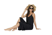 Load image into Gallery viewer, BUENOS NINOS Women's V Neck Floral Maxi Dress Boho Printed Adjustable Spaghetti Strap Ethnic Beach Long Dress with Pockets L Pure Black Dress
