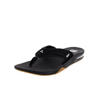 Load image into Gallery viewer, Reef Men's Fanning Flip Flop, BLACK/SILVER, 11 Medium
