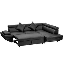 Load image into Gallery viewer, FDW Sofa Sectional Sofa Bed futon Sofa Bed Sofa for Living Room Couches and Sofas Sleeper Sofa PU Leather Sofa Set Corner Modern Queen 2 Piece Contemporary Upholstered，Black
