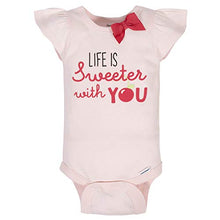 Load image into Gallery viewer, Gerber Baby Girls 4-Pack Short Sleeve Onesies Bodysuits, Pink Cherry, 0-3 Months
