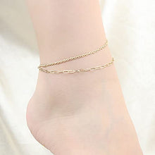 Load image into Gallery viewer, Layered Paperclip Chain Anklet 14K Gold Plated Boho Beach Abkle Bracelet for Women
