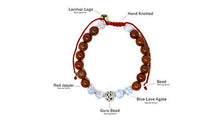 Load image into Gallery viewer, Larimar Accessories | 8mm Mala Beads Bracelet | Mala Gemstone Bracelet | Mala Yoga Bracelet | Mala Prayer Bracelet | Mala Meditation Beads Bracelet | (Red Jasper &amp; Blue Lace Agate)
