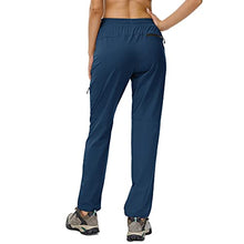 Load image into Gallery viewer, Women's Hiking Capris Pants Outdoor Zipper Pockets Lightweight Quick Dry, Workout Travel Cargo Pant Water Resistant Elastic Waist UPF 50 UV-Block Navy Blue
