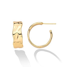 Load image into Gallery viewer, MYEARS Hoop Earrings Gold Half Open 14K Gold Filled Tiny Boho Beach Simple Delicate Handmade Hypoallergenic Jewelry Gift (Symmetrical Heart)
