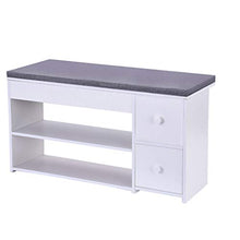 Load image into Gallery viewer, 2 Tier Shoe Rack Bench with Cushion &amp; 2 Drawer, shamoluotuo Shoe Organizer Sponge Padded Seat, Entryway Seat Storage Shelf, Storage Cabinet Hallway Furniture, Storage Stool for Home Entryway (White)
