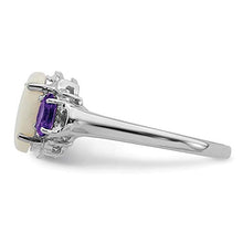 Load image into Gallery viewer, 925 Sterling Silver 14k True Two Tone Yellow Gold Opal Purple Amethyst Band Ring Size 7.00 Stone Gemstone Fine Jewelry For Women Gifts For Her
