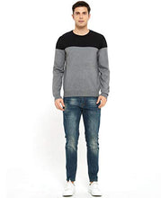Load image into Gallery viewer, ZLUXURQ Men's Crewneck Long Sleeve Pullover Soft Color Blocke Striped Sweater Size M
