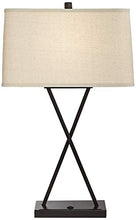 Load image into Gallery viewer, Megan Modern Table Lamps Set of 2 with Hotel Style USB Charging Port LED Bronze Metal Rectangular Fabric Shade for Living Room Bedroom - Franklin Iron Works
