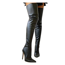 Load image into Gallery viewer, Fullwei Boots for Women,Women Over The Knee Boot Pointed Toe Zipper High Heel Casual Stiletto Thigh High Motorcycle Riding Boot Walking Shoe (Black, 8.5)
