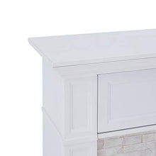 Load image into Gallery viewer, SEI Furniture Jacksdale Faux Stone Accent Electric Hidden Media Shelf Fireplace, White
