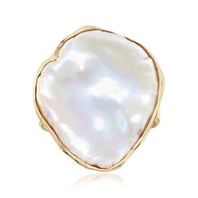Load image into Gallery viewer, Ross-Simons Cultured Baroque Keshi Pearl Free-Form Ring in 18kt Gold Over Sterling
