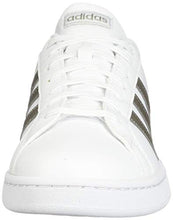 Load image into Gallery viewer, adidas Women's Grand Court Tennis Shoe, White/Platino Metallic/White, 7 M US
