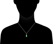 Load image into Gallery viewer, Natural Green Jade Teardrop Pendant Chain Necklace in 10K Gold,18"
