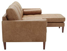 Load image into Gallery viewer, Amazon Brand – Rivet Aiden Mid-Century Modern Reversible Sectional Sofa (86") - Cognac Leather

