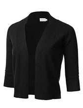 Load image into Gallery viewer, Womens Classic 3/4 Sleeve Open Front Cropped Cardigan LEMONYELLOW S
