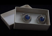 Load image into Gallery viewer, Men's Cufflinks Handmade Antique Style Sterling Silver Set With Rare Blue Natural Kyanite Gemstone A Priceless Gift

