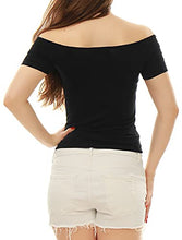 Load image into Gallery viewer, Allegra K Women's Short Sleeves Off The Shoulder Solid Crop Top X-Small Blue
