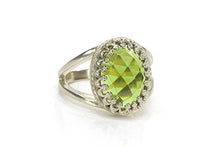 Load image into Gallery viewer, Remarkable Peridot Ring from Anemone Jewelry - 10x14mm Oval Peridot Birthstone in Sterling Silver - Stunning August Birthstone Rings - Handmade Peridot Rings for Women - All Sizes Available

