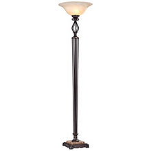 Load image into Gallery viewer, Iron Birdcage Scroll Victorian Torchiere Floor Lamp Italian Bronze Alabaster Glass Shade for Living Room Bedroom Uplight - Franklin Iron Works
