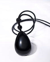Load image into Gallery viewer, Lightock Black Obsidian Necklace Pendant For Men Womens Natural Healing Stone Adjustable Rope
