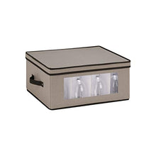 Load image into Gallery viewer, Honey-Can-Do SFT-05379 Large Canvas Stemware Window Storage Chest,, Gray, 18.38 in L x 13.88 in W x 8.5 in H

