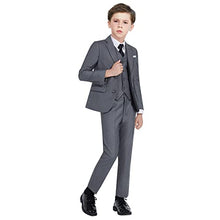 Load image into Gallery viewer, Almighty Magic Boy's Formal Suits 5 Pieces Slim Fit Suit Set Dresswear Ring Bearer Outfit Dark Gray

