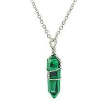 Load image into Gallery viewer, Hand Wired Treated Malachite Gemstone Healing Point Chakra Pendant Necklace
