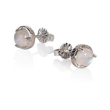 Load image into Gallery viewer, Rainbow Moonstone Stud Earrings 925 Sterling Silver Post studs Small 6mm Natural For Women Jewelry
