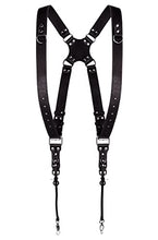 Load image into Gallery viewer, Camera Strap Accessories for Two-Cameras – Dual Shoulder Leather Harness – Multi Camera Gear for DSLR/SLR Black ProInStyle strap by Coiro
