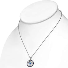 Load image into Gallery viewer, 925 Sterling Silver White Blue CZ Evil Eye Protection Pendant Necklace
