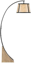 Load image into Gallery viewer, Oak River Rustic Mission Arc Floor Lamp Dark Gray Wood Base Mica Shade for Living Room Reading Bedroom Office - Franklin Iron Works
