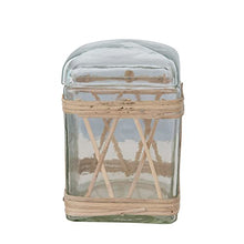 Load image into Gallery viewer, Creative Co-Op Rattan Wrapped Glass Lid Jar, 5" L x 5" W x 8" H, Multicolor
