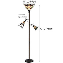 Load image into Gallery viewer, Bieye L10812 Mission Tiffany Style Stained Glass Floor Lamp for Reading Working Decorating, 3-Lights, 70 inches Tall
