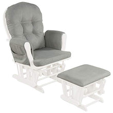 Load image into Gallery viewer, Costzon Baby Glider and Ottoman Cushion Set, Wood Baby Rocker Nursery Furniture, Upholstered Comfort Nursery Chair &amp; Ottoman with Padded Arms (Light Gray)
