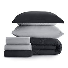 Load image into Gallery viewer, Bedsure Black Twin Comforter Set for Kids - 6 Pieces Reversible Black Bed Set Twin, Black Bed Set with Comforters, Sheets, Pillowcases &amp; Shams - Bedspread &amp; Coverlet Sets

