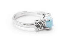 Load image into Gallery viewer, AZIEL Natural Larimar 925 Sterling Silver Larimar Ring Size Adjustable Antique Style

