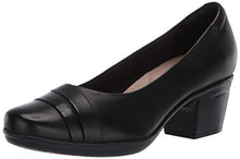 Load image into Gallery viewer, Clarks Women's Emslie Mae Pump, Black Leather, 7
