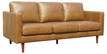 Load image into Gallery viewer, Amazon Brand – Rivet Revolve Modern Leather Sofa Couch, 80"W, Caramel
