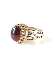 Load image into Gallery viewer, Yemeni Aqeeq Ring Men | Dark Red Kabadi Aqeeq | AlAliGems | Silver Ring Size 10
