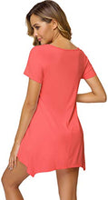 Load image into Gallery viewer, WiWi Womens Bamboo Nightgowns Soft Short Sleeve Sleep Shirts Tunic Tops for Leggings Plus Size Sleepwear S-4X, Peach, X-Large
